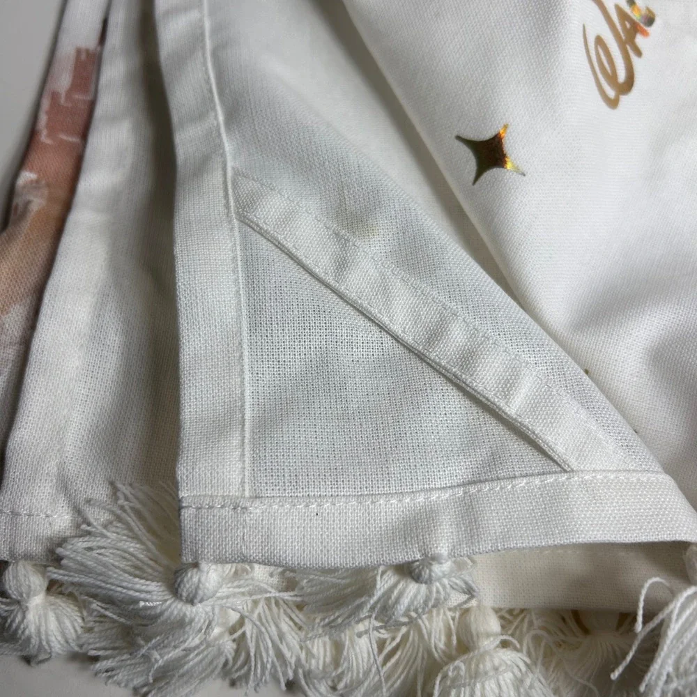 Disney World 50th Anniversary Cinderella Castle Kitchen Towel‎ White Tassels NEW